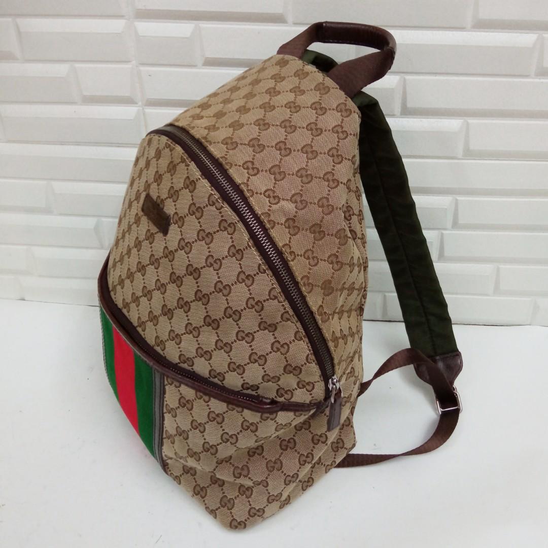 Gucci GG Brown Monogram Canvas Backpack Men s Fashion Bags