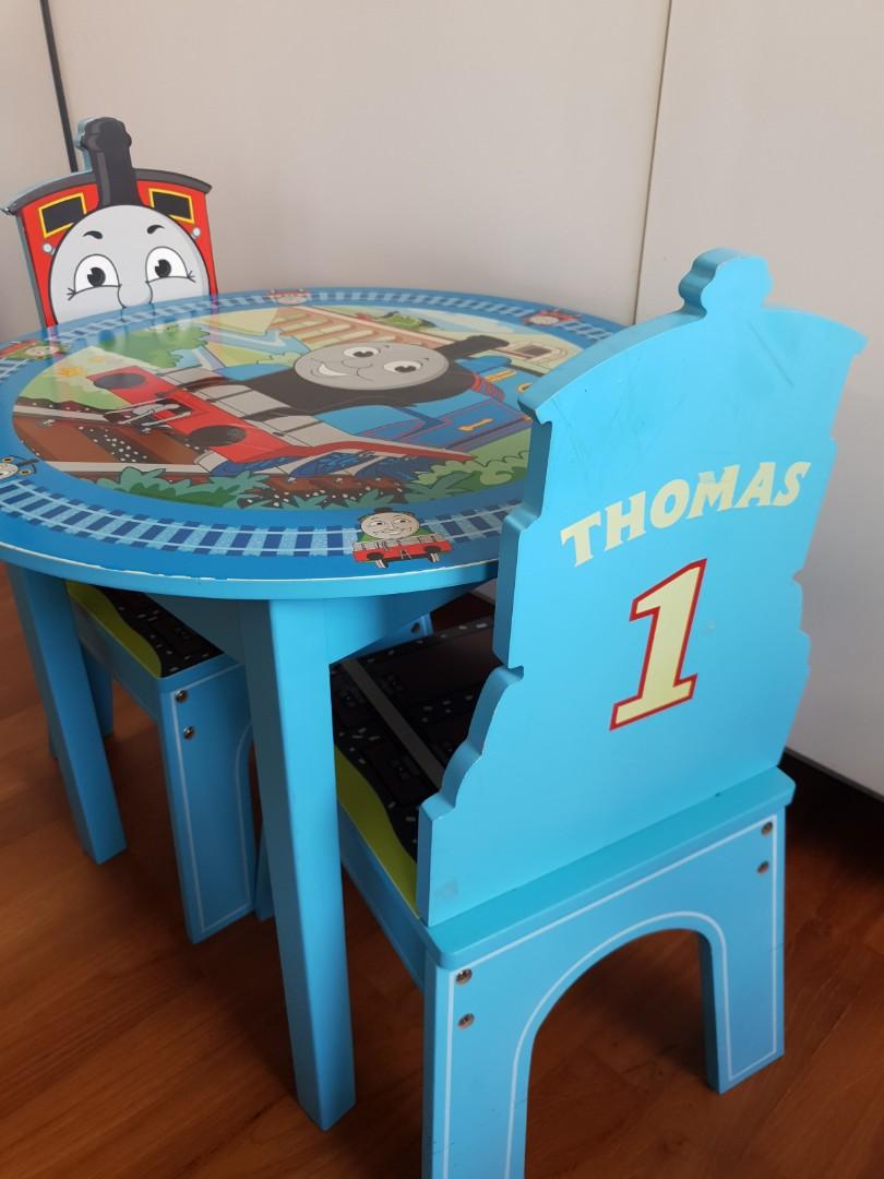 Sturdy Kids Wooden Furniture Table 2 Chairs Set Original THOMAS THE TRAIN wooden set
