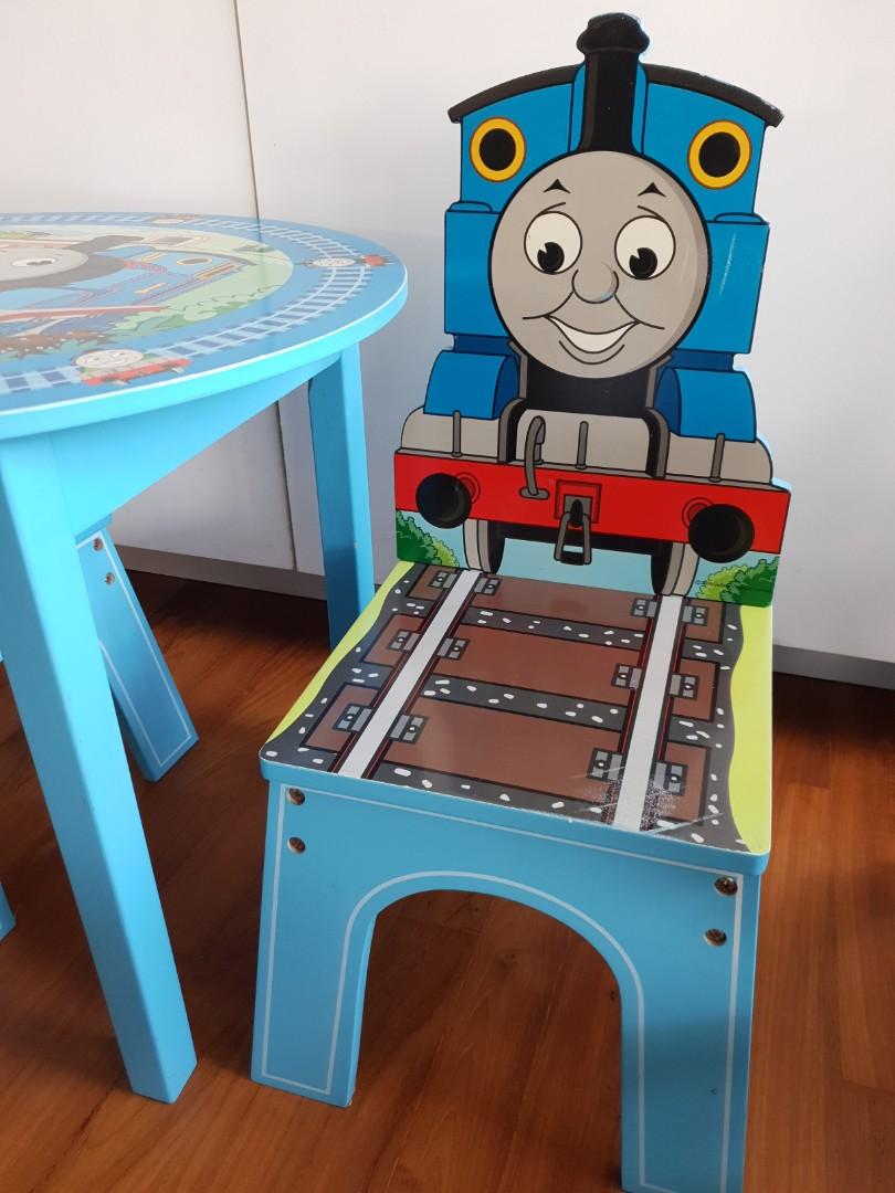 Sturdy Kids Wooden Furniture Table 2 Chairs Set Original THOMAS THE TRAIN wooden set