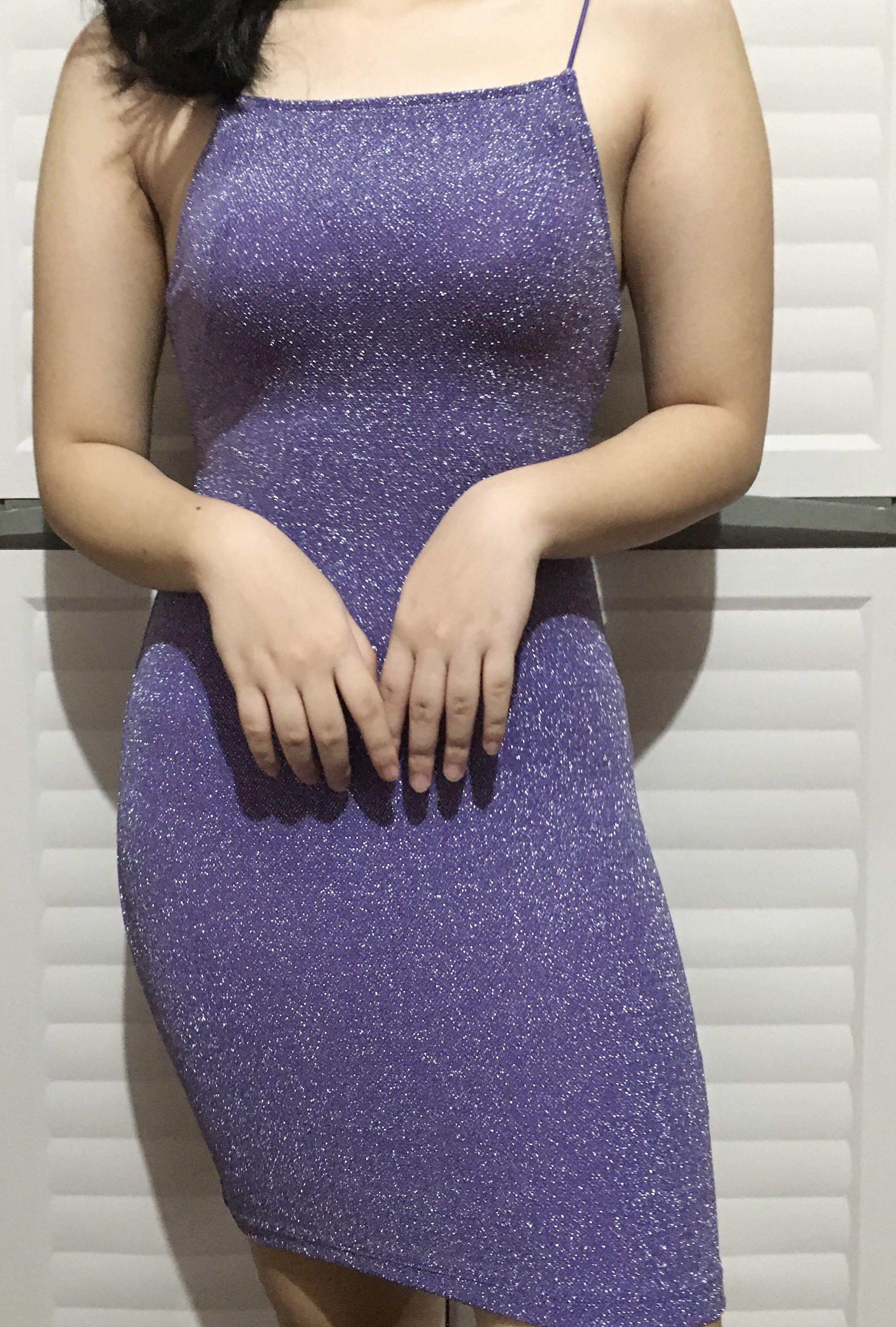 H☀M Purple Glittery Party Dress, Women ...