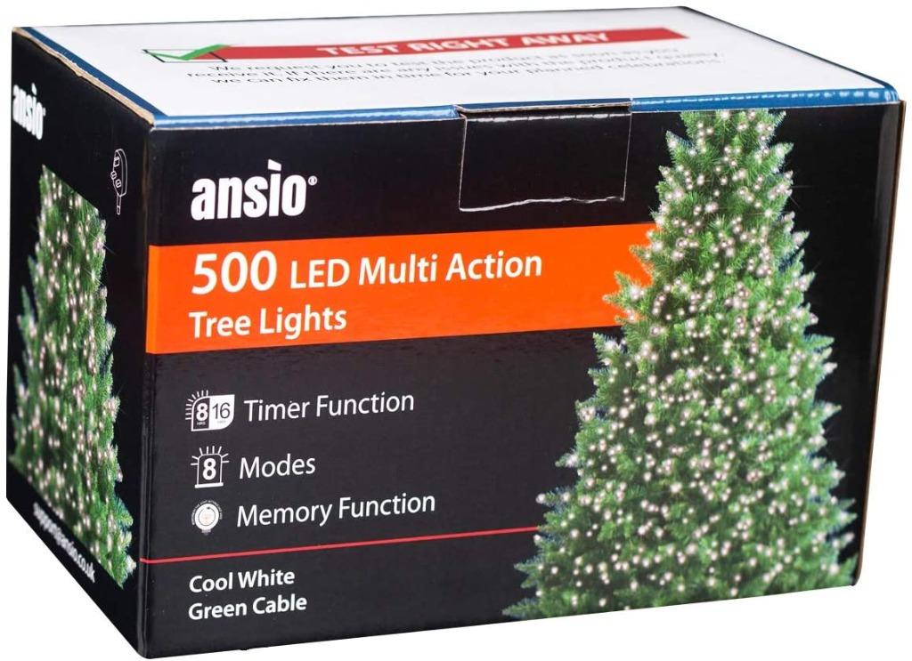 Christmas Tree Lights LED WHITE CLUSTER STRING MULTI ACTION MEMORY Xmas Outdoor 