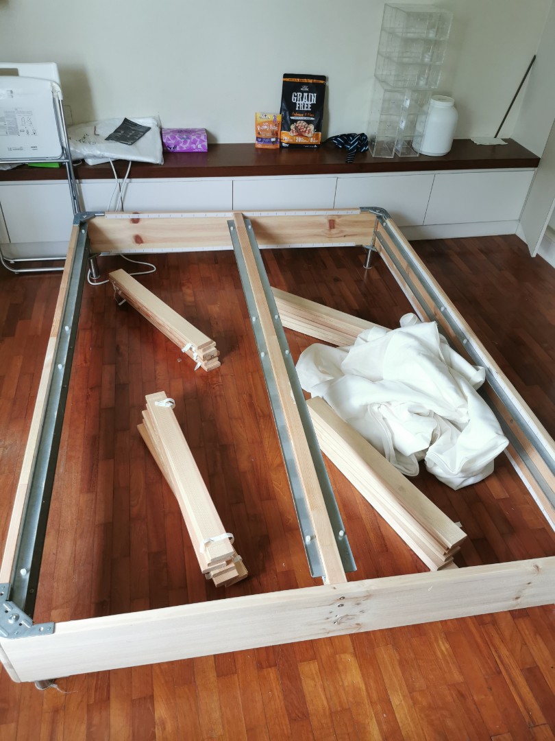 ikea espevar queen bed base furniture home living furniture bed frames mattresses on carousell