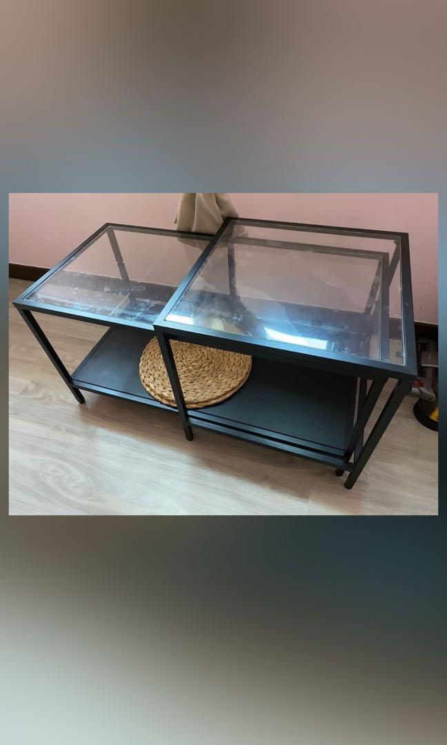 Ikea nesting table (Category: Tables & Sets) located in Singapore. Submitted by by.lily (Listing ID 1086944366, Image 1). Description: Used for 3 years and still in good condition. Plastic cover over glass table top. Its not dust. PLEASE ARRANGE OWN TRANSPORT. Item is assembled as above. Able for self collection today after 9pm.