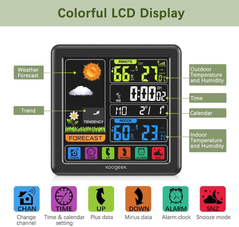Koogeek Wireless Weather Station Model : TS - 3310 - BK, TV & Home Appliances, TV ...