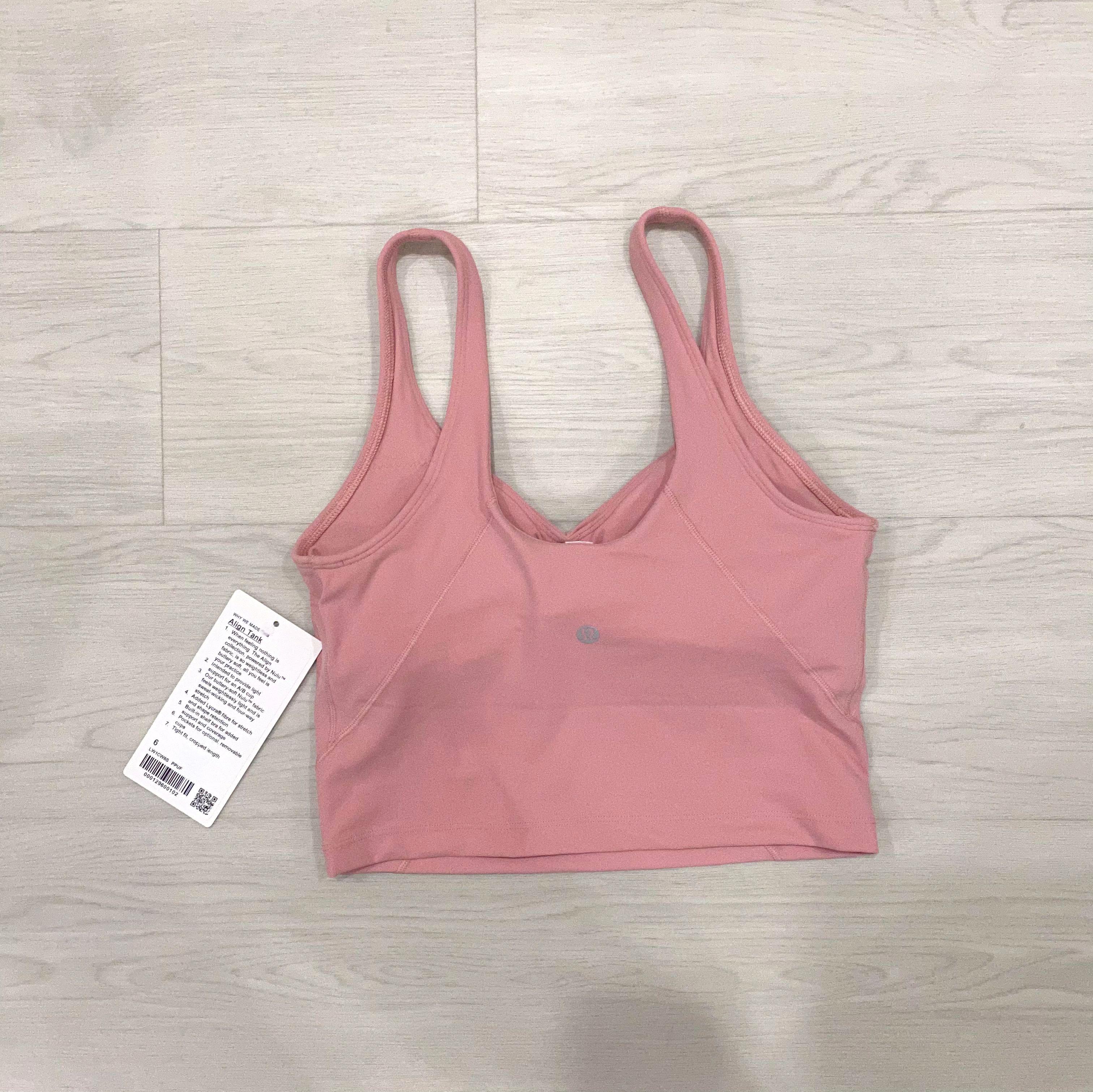 Lululemon Align Tank Top Pink Puff A/B Cup Tight Fit Cropped Length