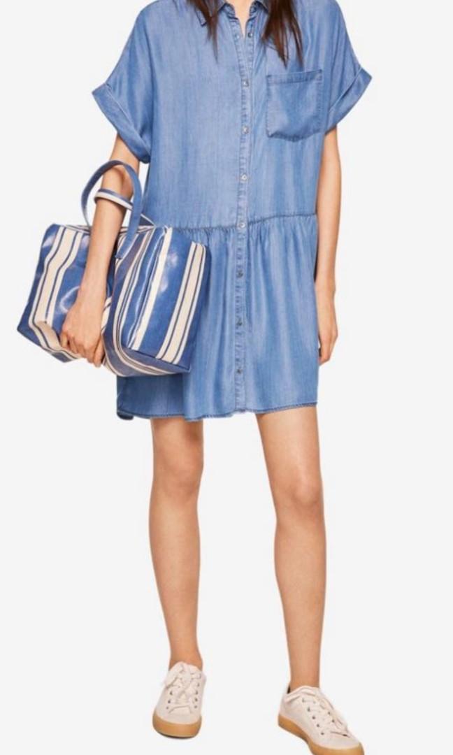 Mango soft denim dress, Women's Fashion 