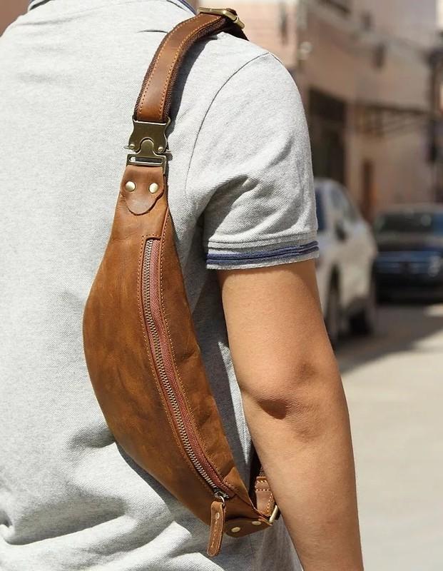 Genuine leather sling deals bag