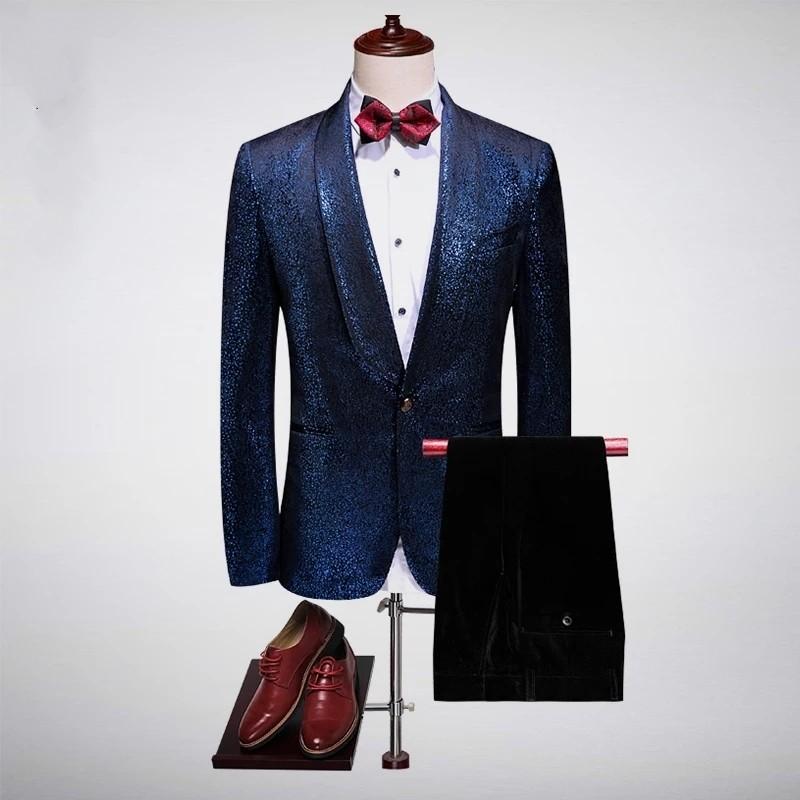 Gold and blue hot sale prom suit