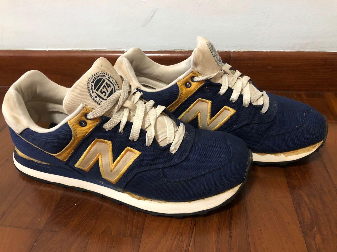 new balance 574 navy and yellow