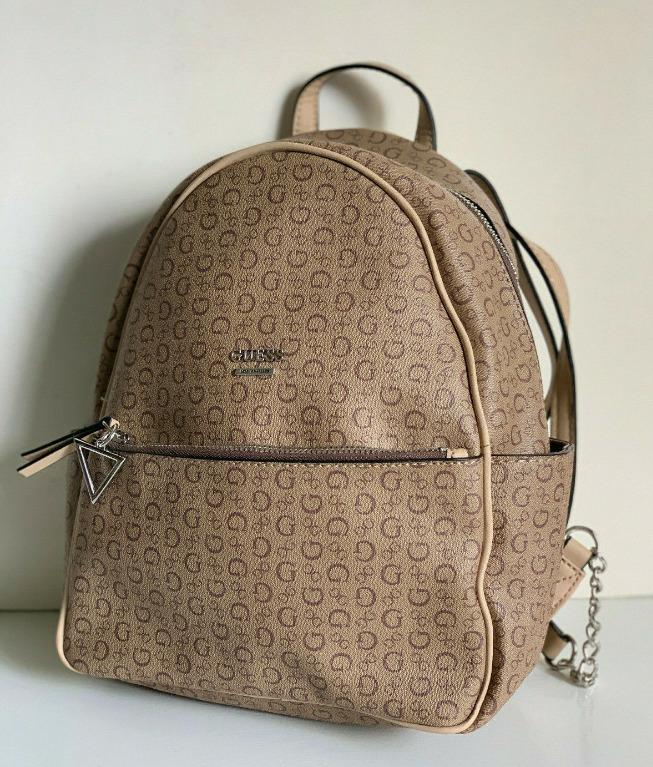 GUESS SIGNATURE LOGO MOCHA BROWN TRAVEL BACKPACK BAG PURSE SALE Women s Fashion Bags Wallets Backpacks on Carousell