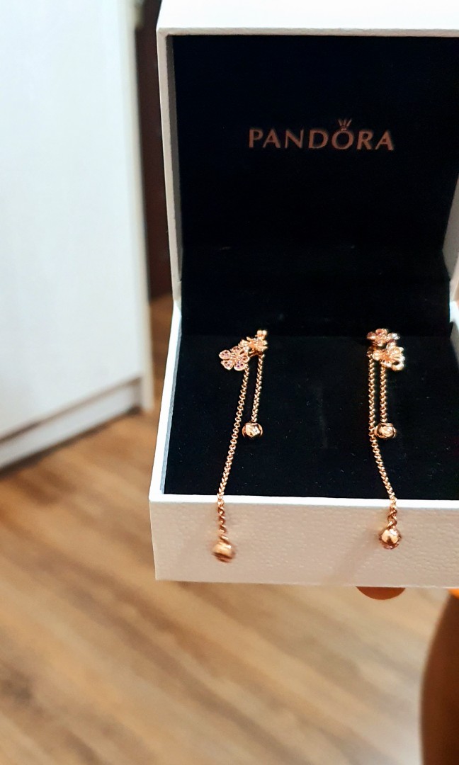 Pink peach blossom hotsell flower dangle earrings