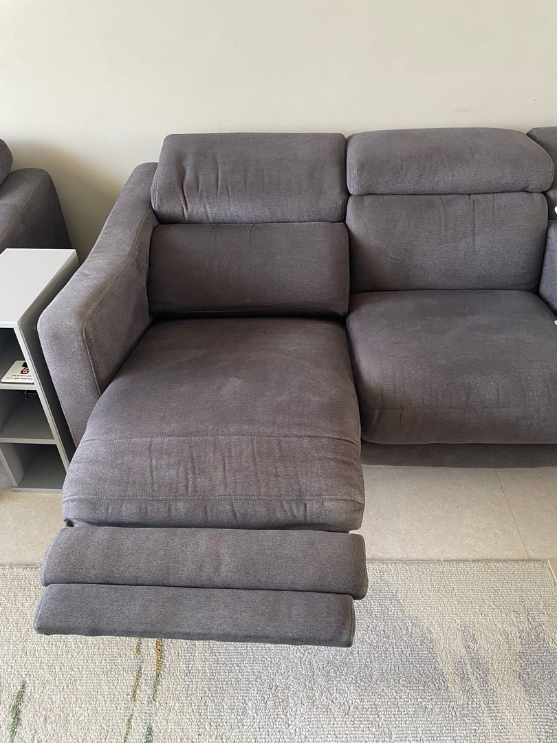 SOLD Recliner Sofa Fabric 3 seater, Furniture & Home Living, Furniture