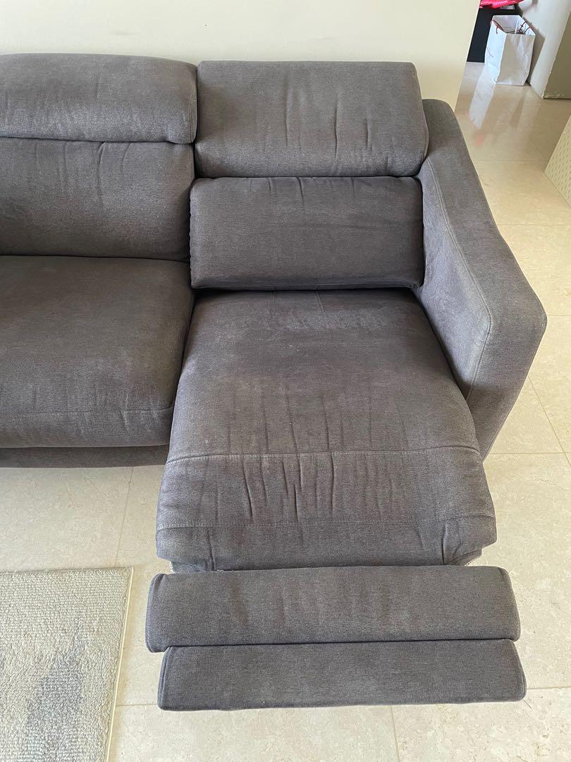 SOLD Recliner Sofa Fabric 3 seater, Furniture & Home Living, Furniture
