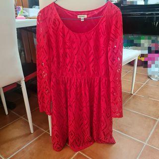 Red Long Sleeve Huckabees Dress - Size 12