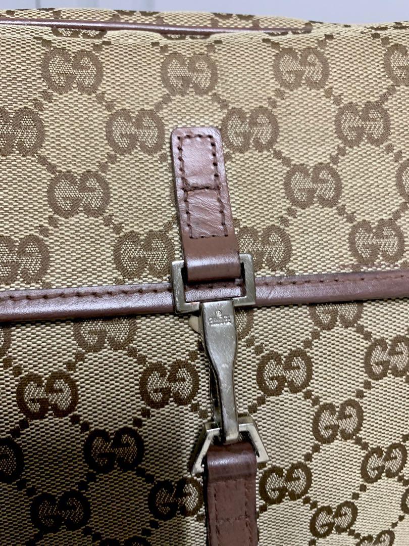 SOLD ••• ————————— Gucci Black Leather & Cloth Monogram Wristlet