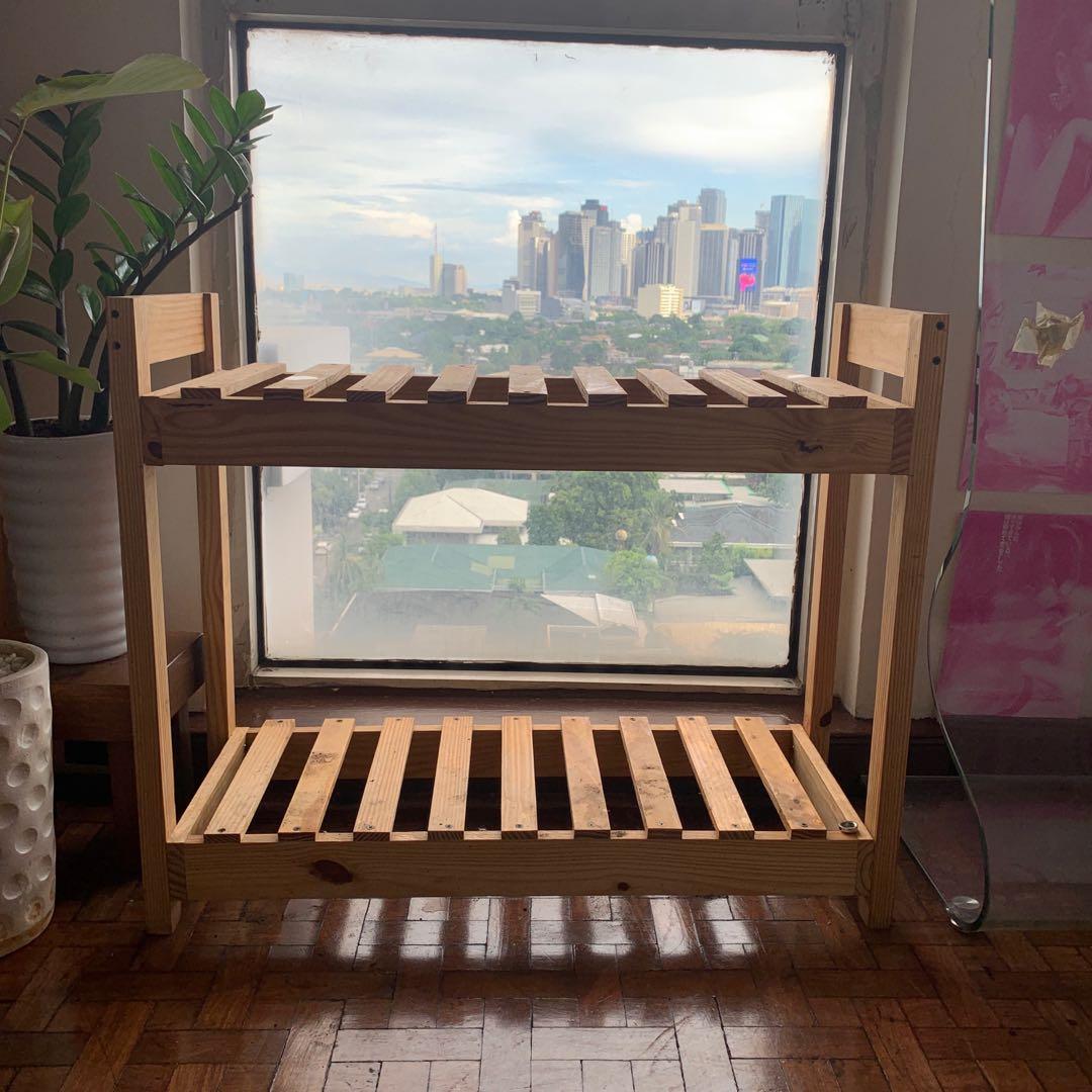 Balochina Racks PALOCHINA WOODEN TWO LAYER PLANT RACK, Furniture & Home Living ...