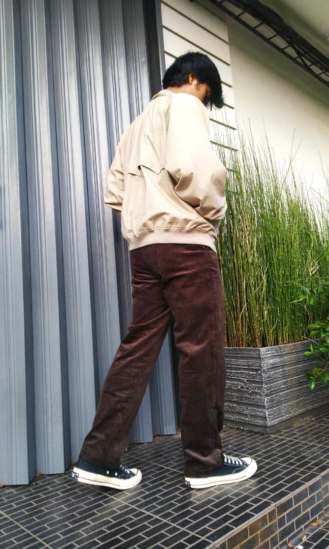 Uniqlo Corduroy Pants dark brown, Fesyen Pria, Pakaian , Bawahan di  Carousell