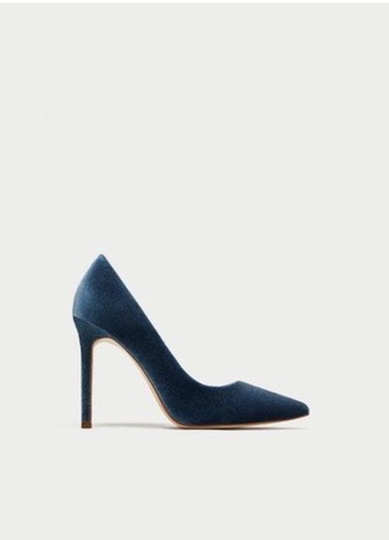 Zara blue velvet heels Outlet