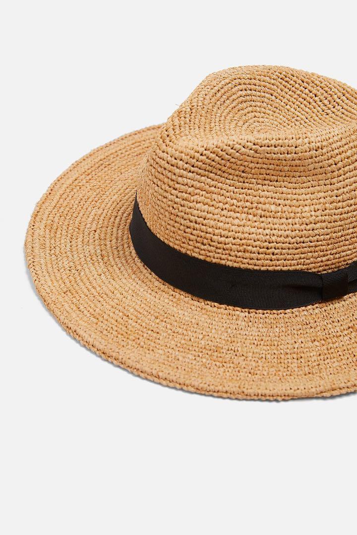 Zara Straw Raffia Hat, Women's Fashion 