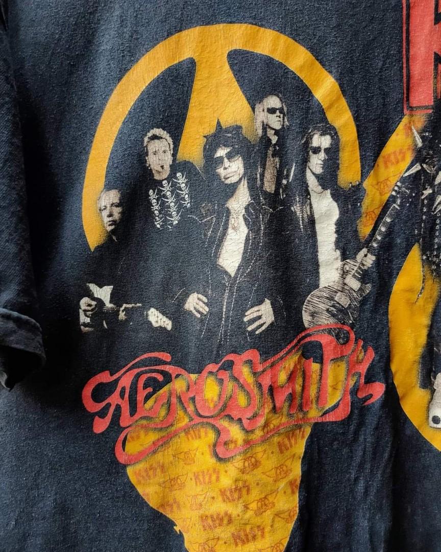 2003-2004 Vintage Aerosmith x Kiss Tour Tee, Men's Fashion, Tops