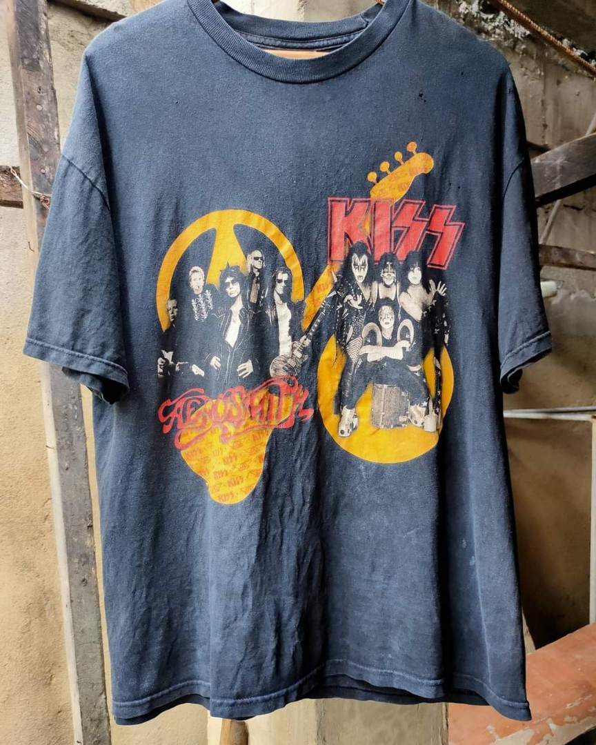 2003-2004 Vintage Aerosmith x Kiss Tour Tee, Men's Fashion, Tops