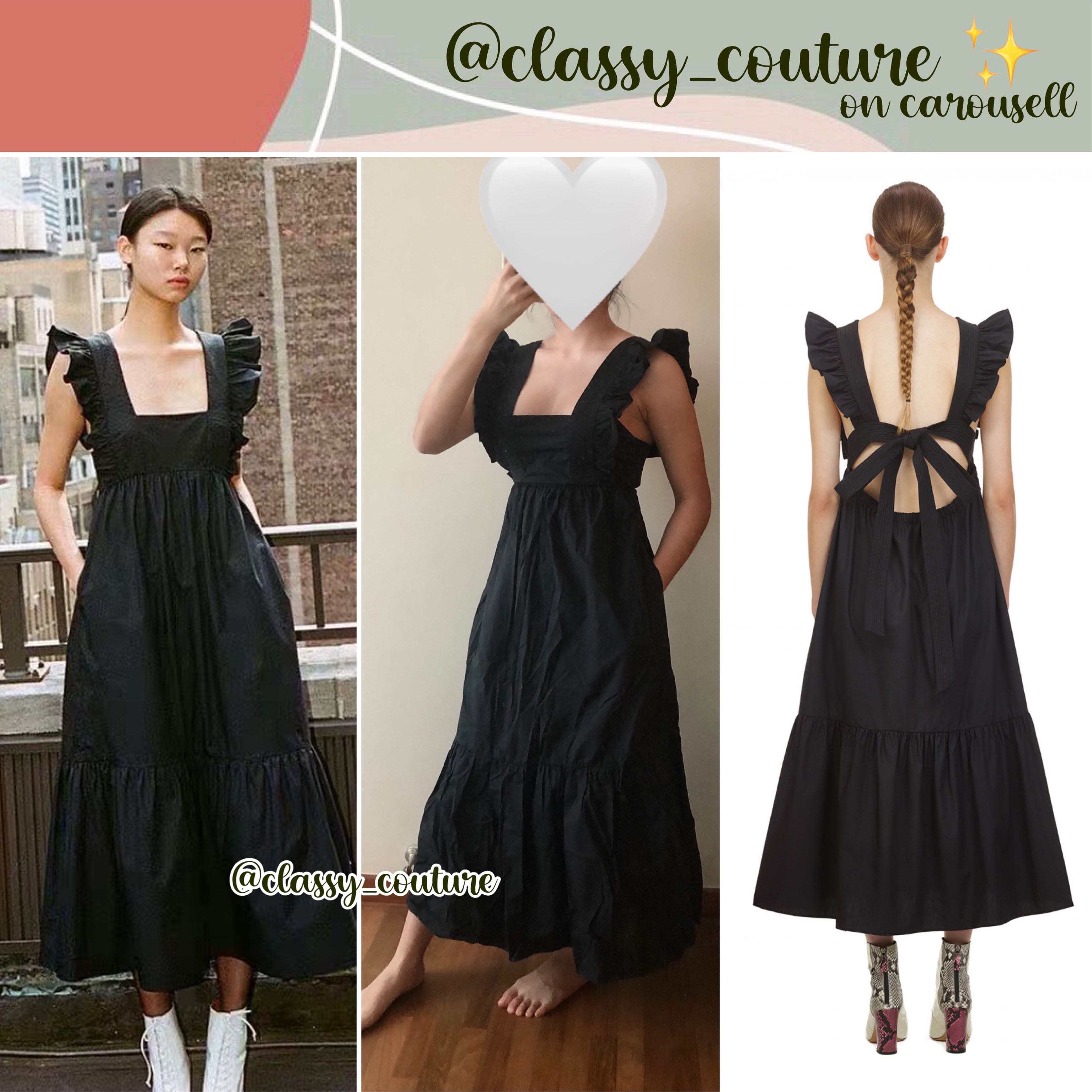 midi black cotton dress