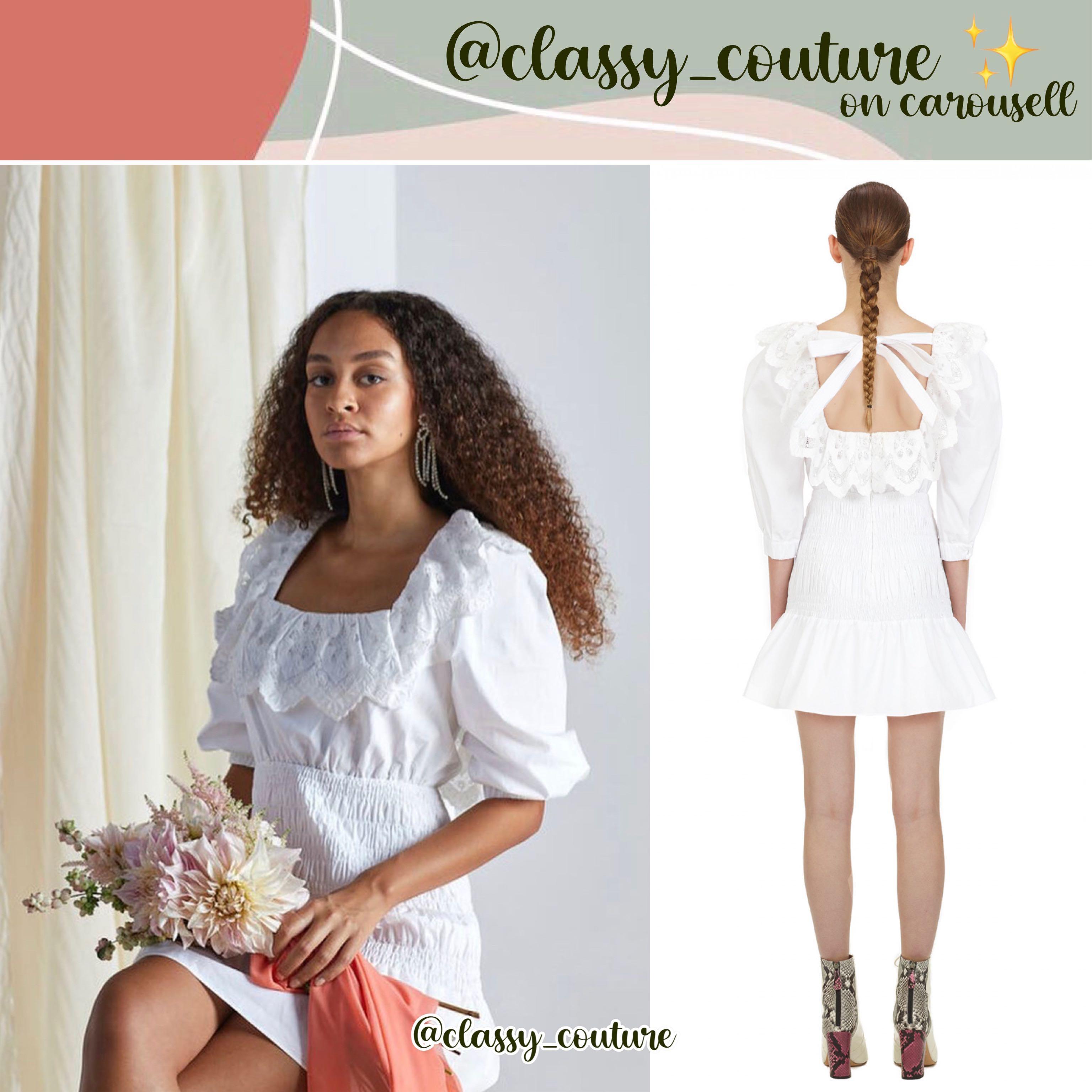 💎 Self-Portrait Shirred Broderie Anglaise Cotton-poplin Mini Dress in  white authentic SP, Women's Fashion, Tops, Sleeveless on Carousell