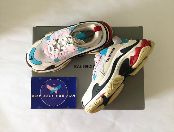 balenciaga triple s white blue pink