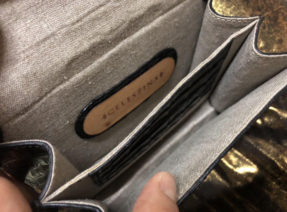 Celestina Crocodile Leather Bag (Category: Luxury Bags & Wallets) located in Quezon City. Submitted by 18john (Listing ID 1087151026, Image 3). Description: Barely Used Excellent condition mother of Pearl Accent - Crocodile Leather Small Bag 6”Lx4”Hx1.7W No Haggling Buyer shoulders shipping .