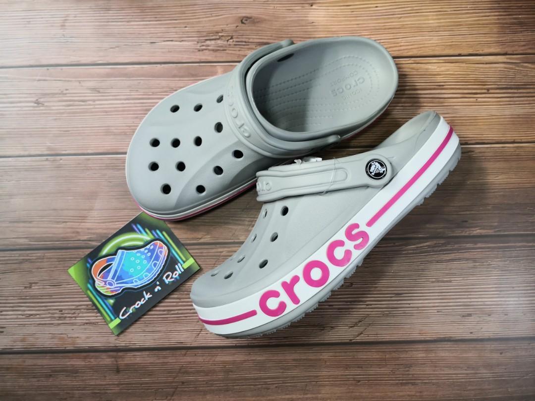 crocs grey and pink