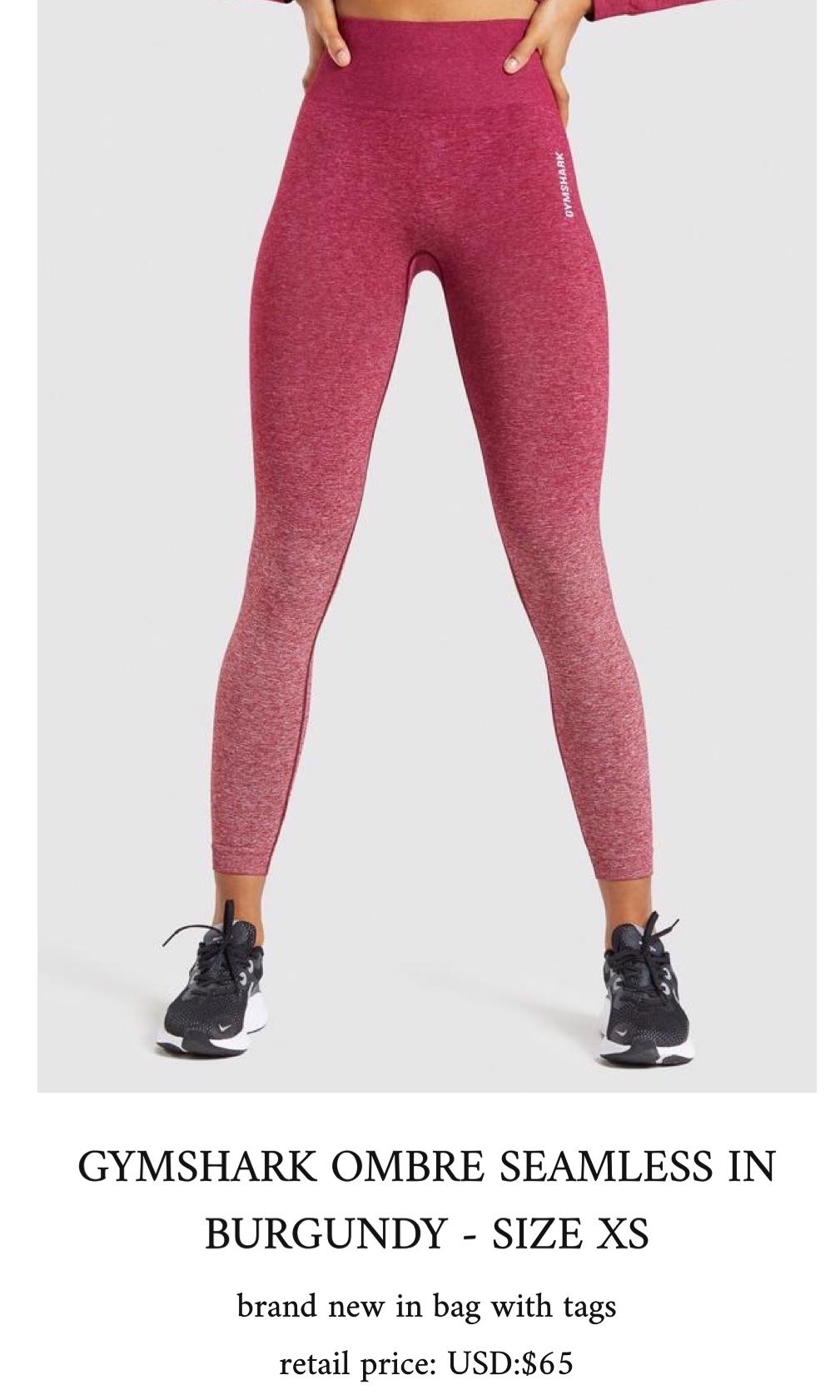 Gymshark Ombre Seamless in Burgundy XS, Women's Fashion, Activewear on  Carousell