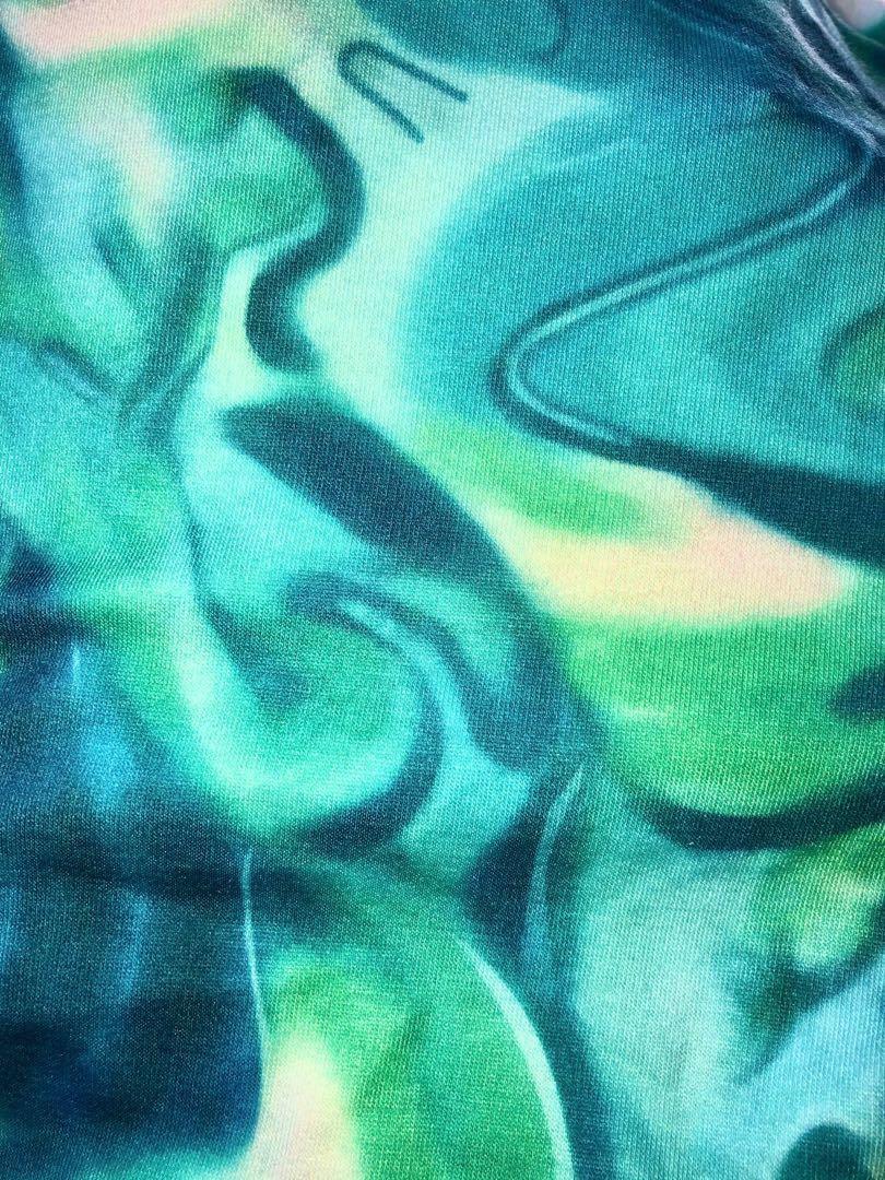 Lime tie dye print ruched hem new arrivals printed knit joggers