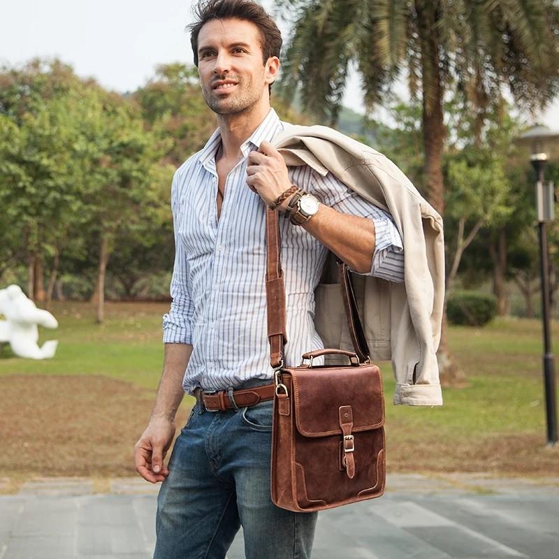 Mens leather sales man bag