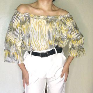 off-shoulder pastel top
