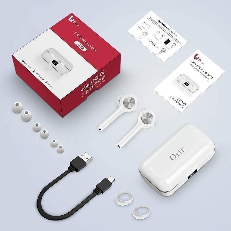 ORIT OR02 True Wireless Earbuds Bluetooth 5.0 Touch Control Noise Cancelling Bluetooth Earbuds 40H Playtime with Dual Mic Stereo Earbuds iPhone