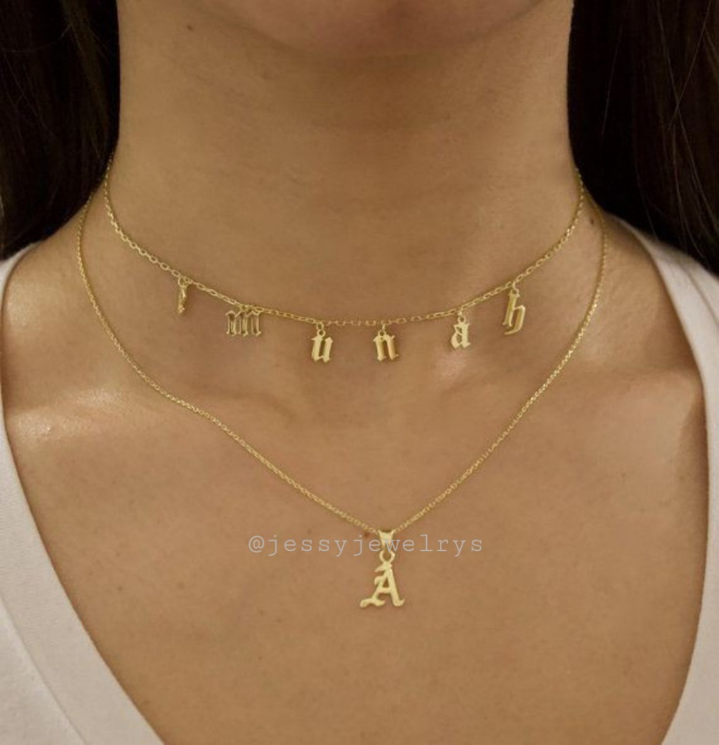 Personalized name shop choker necklace