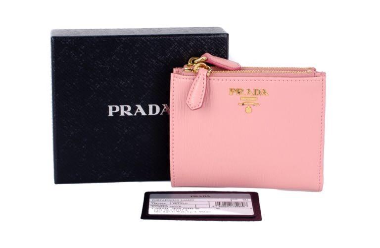 PRADA Bi-Fold Pink Vitello Move Leather Double Zip Wallet, Luxury, Bags &  Wallets on Carousell