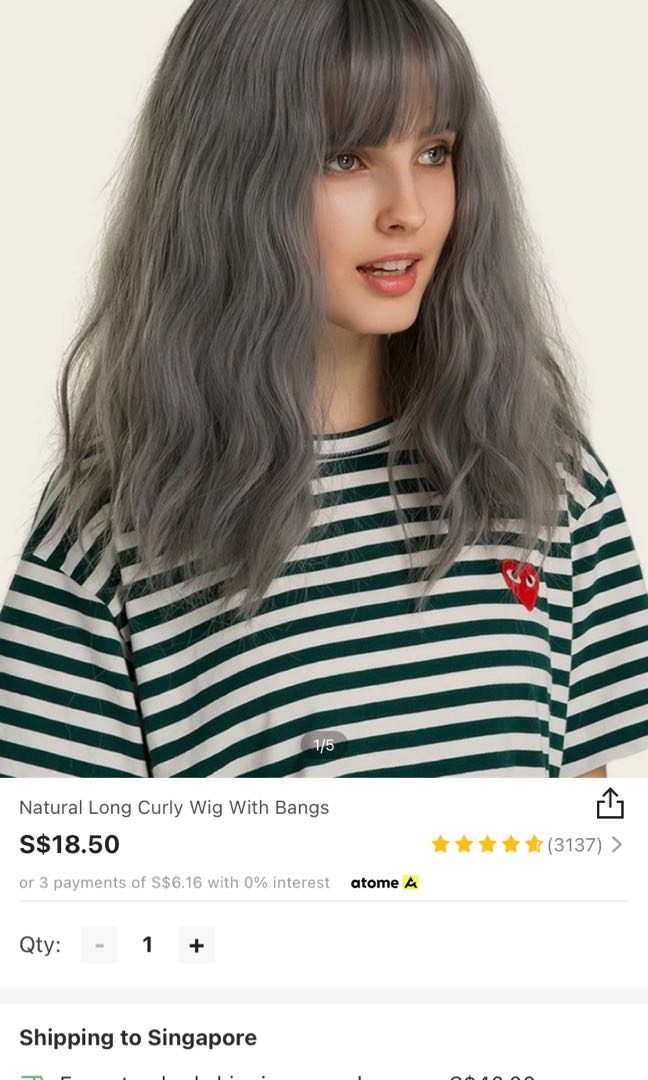 Shein Grey Green Wig Beauty Personal Care Hair On Carousell