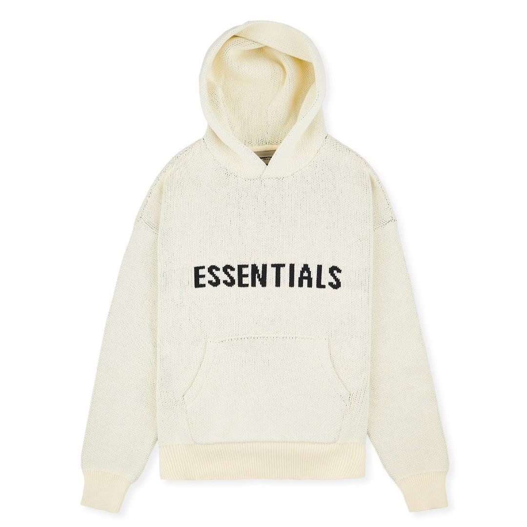 BNWT Fear of God Essentials Knit Hoodie Cream Men s Fashion Tops Sets Hoodies on Carousell
