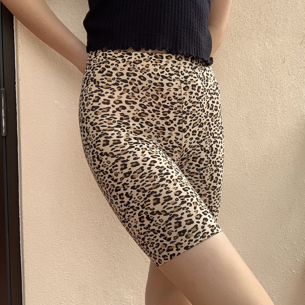 Topshop leopard best sale biker shorts