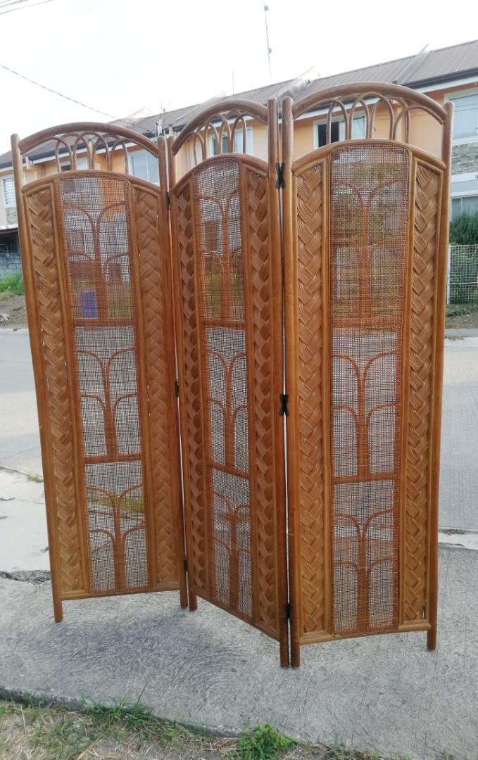 Divi Ratten Trifold rattan partition room divider, Furniture & Home Living ...