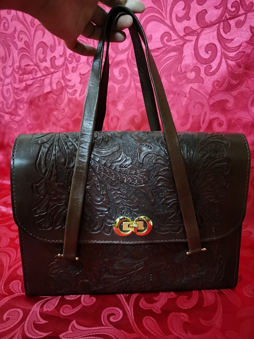 vintage tooled leather purse