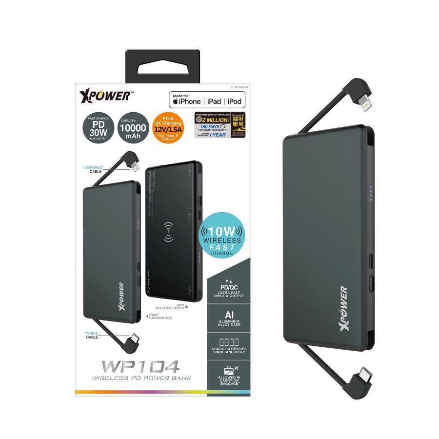 Xpower WP104 無線充/PD/QC 30W外置充電器[MFi認證], 手提電話, 電話及其他裝置配件, 電池及充電器- Carousell