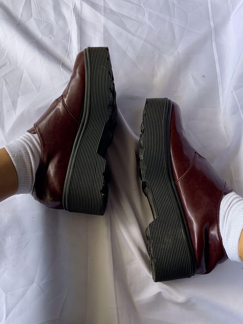 Maroon platform doc martens clearance