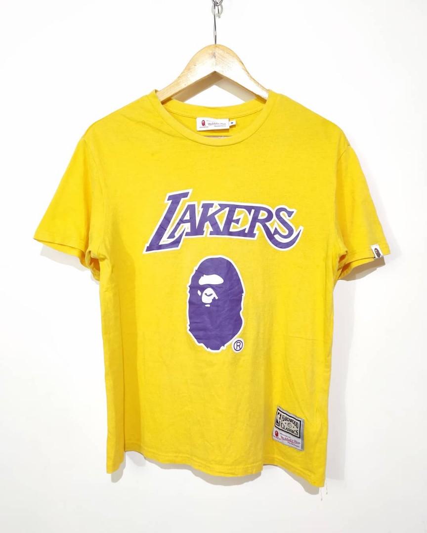 Bape x mitchell and ness lakers tee, Men's Fashion, Tops & Sets ...