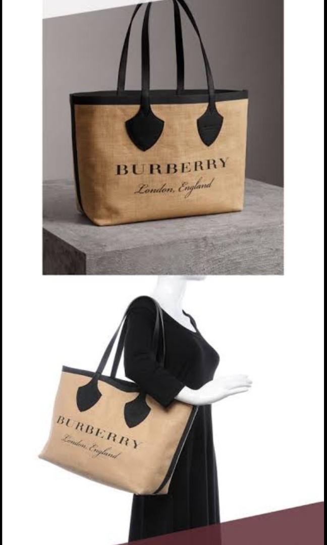 Burberry Jute Logo Printed, Women's Fashion, Bags & Wallets, Shoulder Bags  on Carousell