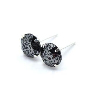 Black Grey "Meteorite" Swarovski Crystal - 925 Sterling Silver Stud Earrings | 8mm round | Men Earrings | Sci Fi Galaxy | Single/Pair