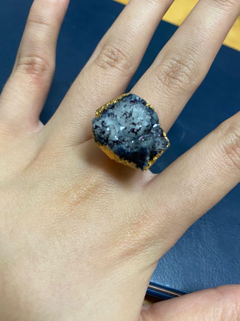 Raw obsidian ring deals