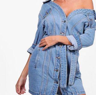 Boohoo Off The Shoulder Dress w/ Belt