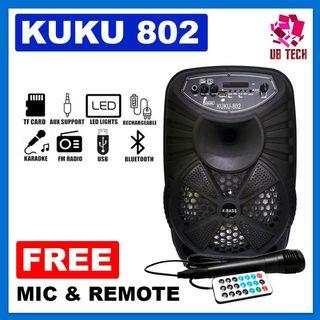 COD - KUKU 802  Portable karaoke  bluetooth speaker 8 inches with  FREE Microphone support TF card FM radio USB player